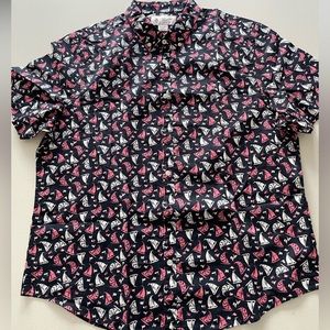 Original Penguin Navy Shirt with Pink and White Sailboat Print